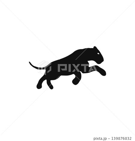 力強くジャンプする黒豹のシルエットイラスト・躍動感・動物素材 139876832