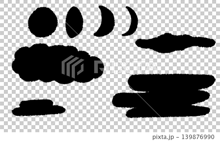 Hand-drawn cloud and moon background material set Hand-drawn cloud and moon background material set 139876990
