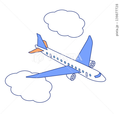 雲のある空を飛ぶ、シンプルな飛行機のアイソメトリックイラスト 雲のある空を飛ぶ、シンプルな飛行機のアイソメトリックイラスト 139877728