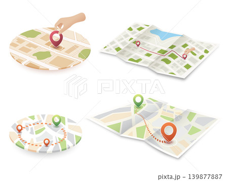 Isometric Vector Map Navigation Collection Showing Location Pinning Route Planning Multi-Stop Journeys and Travel Direction with Human Hand Interactions on Digital Interface. Vector illustration Isometric Vector Map Navigation Collection Showing Location Pinning Route Planning Multi-Stop Journeys and Travel Direction with Human Hand Interactions on Digital Interface. Vector illustration 139877887