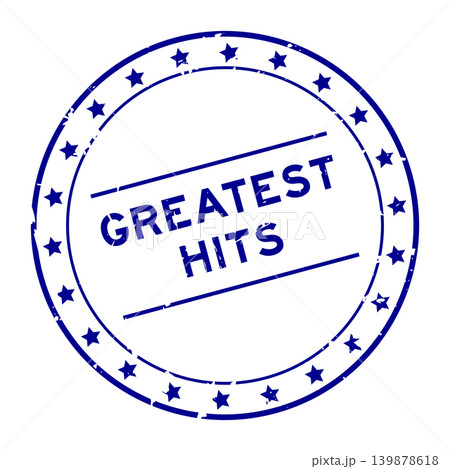 Grunge blue greatest hits word round rubber seal stamp on white background Grunge blue greatest hits word round rubber seal stamp on white background 139878618