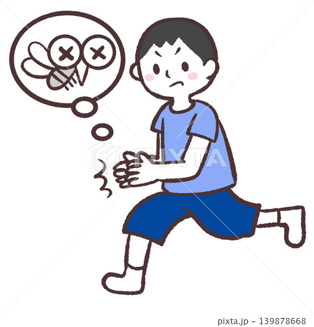 蚊をたたく男性のイラスト 蚊をたたく男性のイラスト 139878668