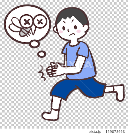 蚊をたたく男性のイラスト 蚊をたたく男性のイラスト 139878668