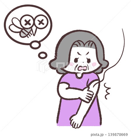 蚊をたたくシニア女性のイラスト 蚊をたたくシニア女性のイラスト 139878669