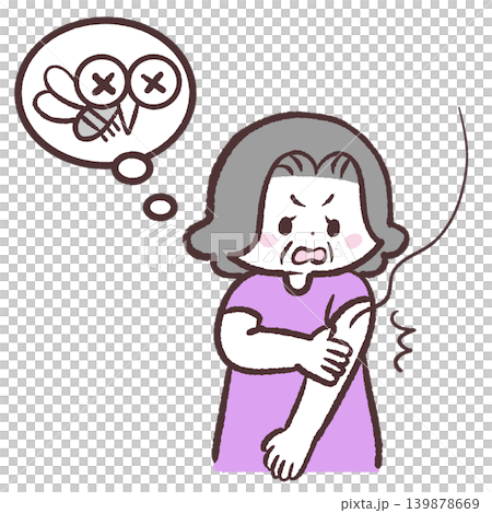 蚊をたたくシニア女性のイラスト 蚊をたたくシニア女性のイラスト 139878669