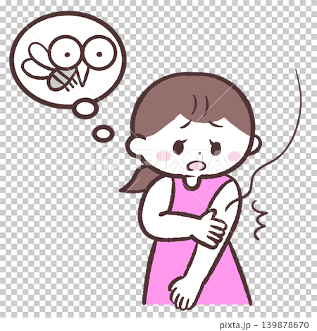 插圖:一名女子拍打蚊子 插圖:一名女子拍打蚊子 139878670