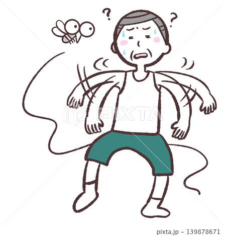 老眼で蚊が見えないシニア男性のイラスト 老眼で蚊が見えないシニア男性のイラスト 139878671
