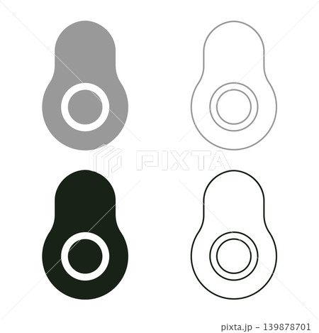Avocado on cut set icon grey black color vector illustration image solid fill outline contour line thin flat style Avocado on cut set icon grey black color vector illustration image solid fill outline contour line thin flat style 139878701