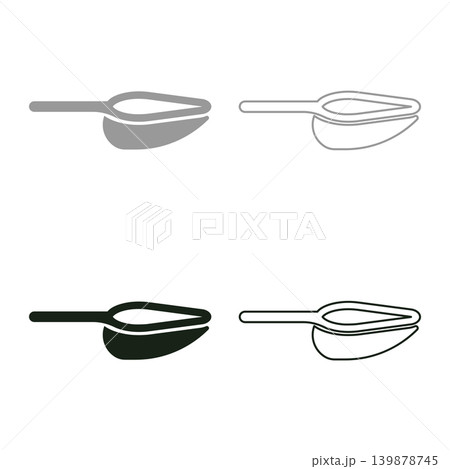 Scoop for bulk products tableware utensil set icon grey black color vector illustration image solid fill outline contour line thin flat style 139878745