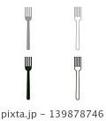 Fork cutlery restaurant concept silhouette set icon grey black color vector illustration image solid fill outline contour line thin flat style 139878746