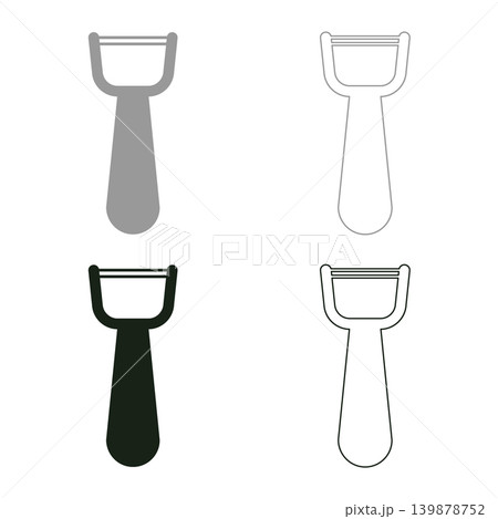 Vegetable knife razor shaver set icon grey black color vector illustration image solid fill outline contour line thin flat style Vegetable knife razor shaver set icon grey black color vector illustration image solid fill outline contour line thin flat style 139878752