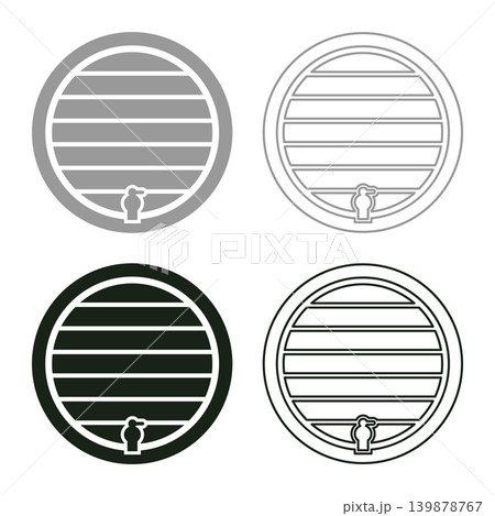 Barrel for wine brendy beer wine cask with tap set icon grey black color vector illustration image solid fill outline contour line thin flat style Barrel for wine brendy beer wine cask with tap set icon grey black color vector illustration image solid fill outline contour line thin flat style 139878767