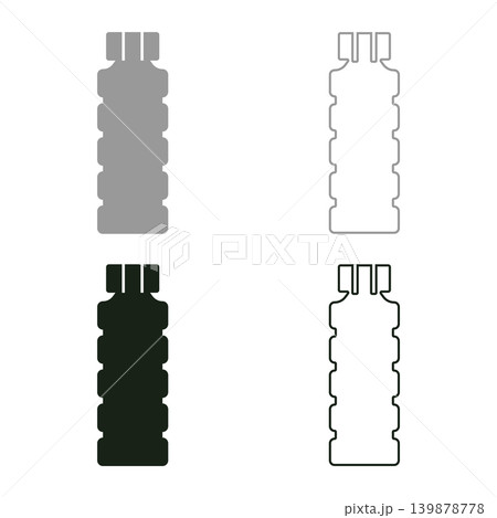 Plastic bottle of water set icon grey black color vector illustration image solid fill outline contour line thin flat style Plastic bottle of water set icon grey black color vector illustration image solid fill outline contour line thin flat style 139878778