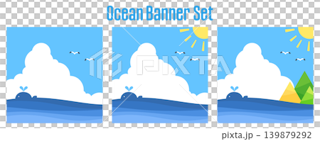 Banner set _ sea and whale Banner set _ sea and whale 139879292
