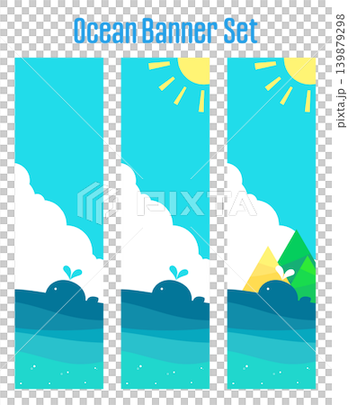 Banner set _ sea and whale 139879298