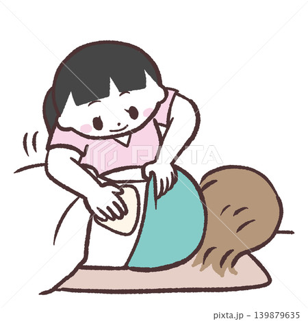 背中を拭くスタッフのイラスト 背中を拭くスタッフのイラスト 139879635