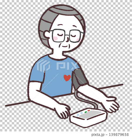 血圧を測るシニア男性のイラスト 血圧を測るシニア男性のイラスト 139879638