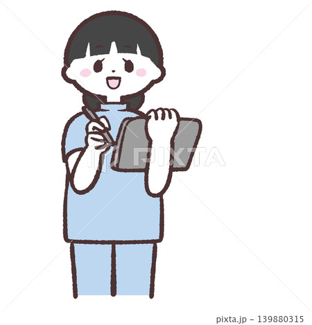 タブレットを持つ医療スタッフのイラスト 139880315