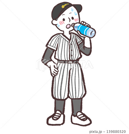 水分補給するユニフォームの男の子のイラスト 139880320