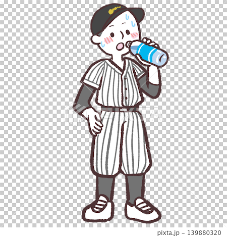 水分補給するユニフォームの男の子のイラスト 139880320