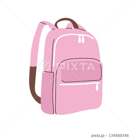 Pink school or travel backpack with pockets isolated on white background Pink school or travel backpack with pockets isolated on white background 139880398