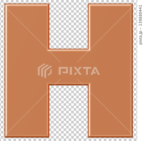 3D素材_アルファベット_H_金 3D素材_アルファベット_H_金 139880441