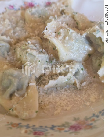 Pansoti with walnut sause typical stuffed pasta of liguria italy 139880531