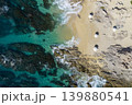 cabo san lucas baja sandy beach pacific ocean waves aerial drone footage california sur mexico 139880541