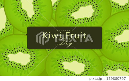 green fruit background for international kiwi day event vector illustration. 139880797