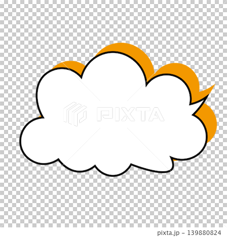 雲形吹き出しのシンプルなイラスト素材　もくもく（白背景） 139880824