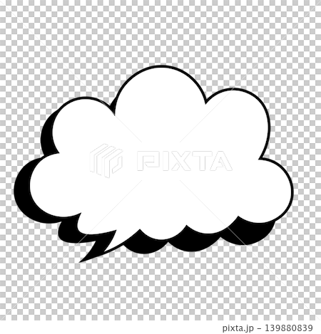 雲形吹き出しのシンプルなイラスト素材　もくもく（白背景） 139880839