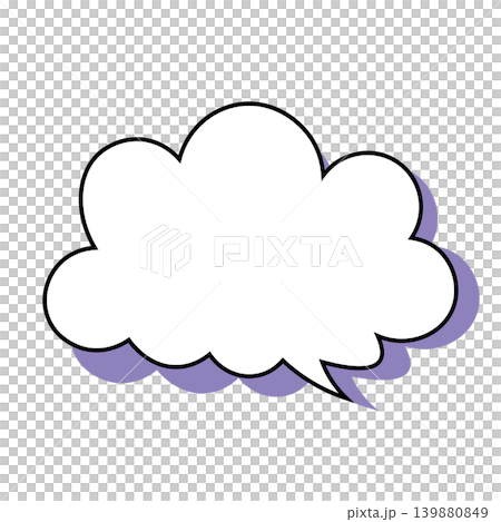 雲形吹き出しのシンプルなイラスト素材　もくもく（白背景） 139880849