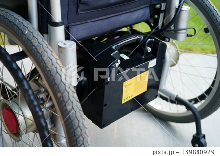 Bangkok, Thailand May 2, 2026 Battery power electric wheelchair increased mobility for disability or elderly patient. Bangkok, Thailand May 2, 2026 Battery power electric wheelchair increased mobility for disability or elderly patient. 139880929
