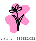 Modern Retro Floral Silhouette Illustration, Trendy Hand-Drawn Organic Blob 139882082