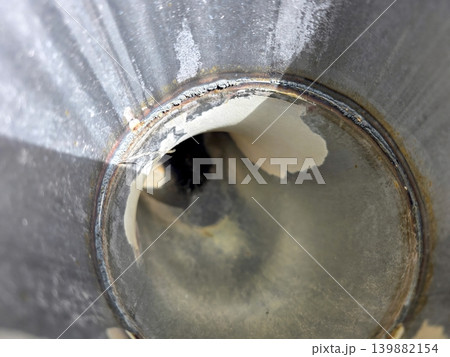 Weld Seam on a Pipe Shows Details of the Welding Process and Material 139882154