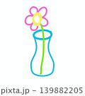 Simple Pink Flower with Yellow Center in Ceramic Vase Illustration 139882205