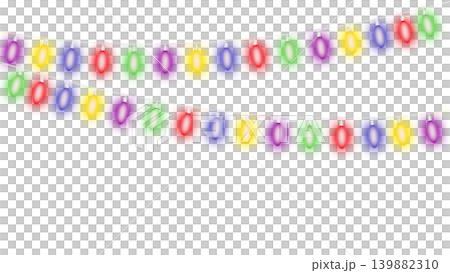 Colorful glowing string lights on transparent background with soft festive blur and copy space, decorative holiday garland for celebration, banner, or template. Colorful glowing string lights on transparent background with soft festive blur and copy space, decorative holiday garland for celebration, banner, or template. 139882310