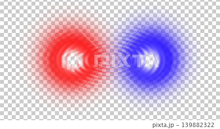Glowing red and blue abstract sound waves intersecting in infinity shape on transparent background, concept of acoustic frequency and electromagnetic radiation Glowing red and blue abstract sound waves intersecting in infinity shape on transparent background, concept of acoustic frequency and electromagnetic radiation 139882322