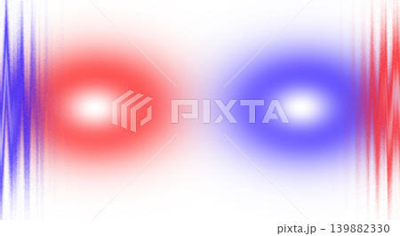 Abstract glowing red and blue energy spots between vertical sound wave particle interferences on transparent background, concept of frequency pulse and light technology 139882330