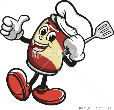 Soda is standing with bring spatula and showing thumb up Soda is standing with bring spatula and showing thumb up 139882852