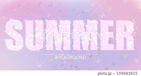 Soft pastel summer background banner with colorful flying butterflies and typography Soft pastel summer background banner with colorful flying butterflies and typography 139883915