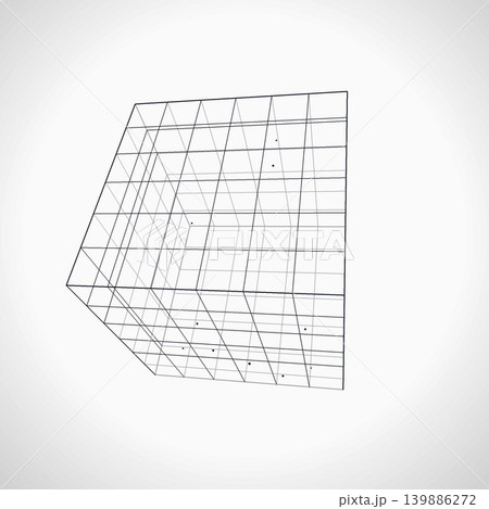 Futuristic Geometric Wire Cube Illustration Futuristic Geometric Wire Cube Illustration 139886272