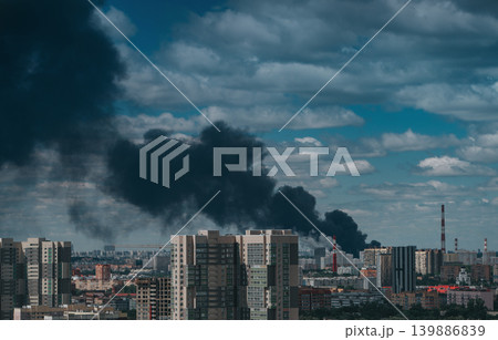 Smoke over the city , fire in Moscow, Russia Smoke over the city , fire in Moscow, Russia 139886839