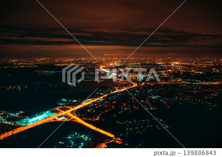 Aerial view of the city lights, Moscow 139886843
