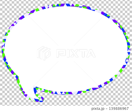 Stained glass style speech bubble, triangular pattern, round shape 139886967