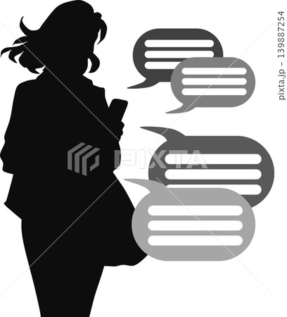 スマホをみる女性のイラスト スマホをみる女性のイラスト 139887254
