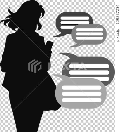 スマホをみる女性のイラスト スマホをみる女性のイラスト 139887254