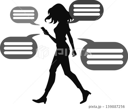 スマホをみる女性のイラスト 139887256