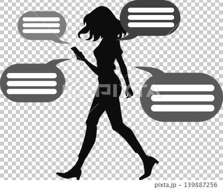 スマホをみる女性のイラスト 139887256