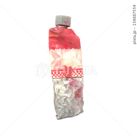 Close-up Old tube of artist oil paint with many colors on white background with copy space 139887559